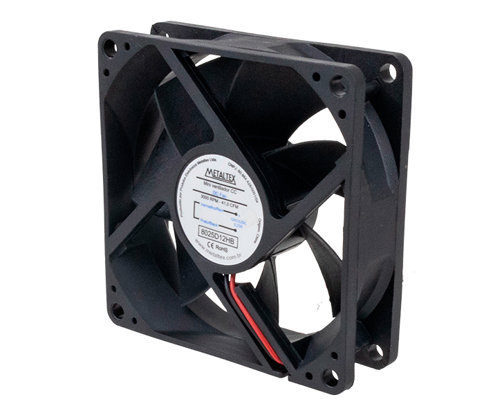 Ventilador de Painel 80x80x25mm - Esfera - 3000RPM - 12VCC