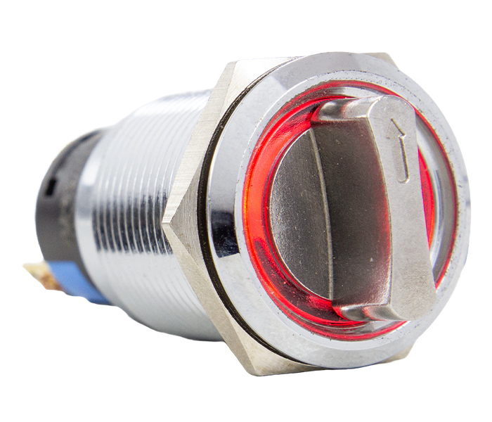 Chave Seletora Antivandalismo Iluminada 2 Posições Fixas 90º 19mm - 24VCA/VCC - Vermelho - 1 REV