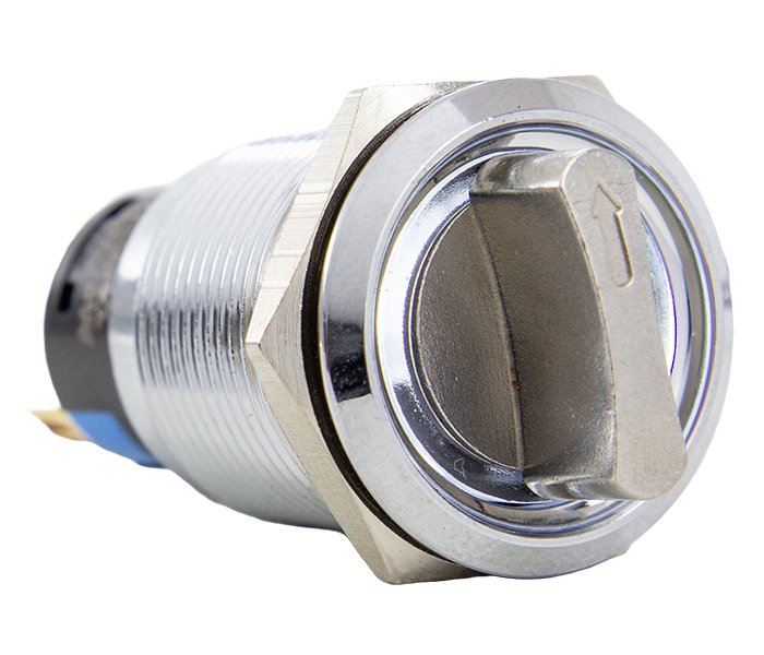 Chave Seletora Antivandalismo Iluminada 2 Posições Fixas 90º 19mm - 12VCA/VCC - Branco - 1 REV