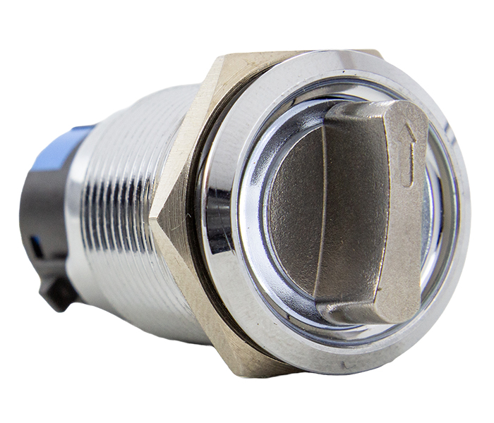 Chave Seletora Antivandalismo Iluminada 3 Posições Fixas 45º 19mm - 24VCA/VCC - Branco - 2 REV