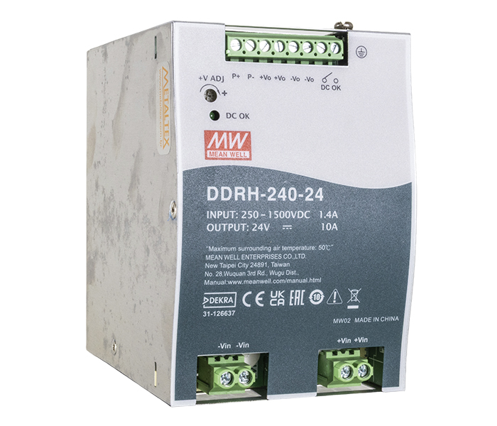 Conversor Mean Well DC-DC 240W Montagem em Trilho DIN - 250/1500V 24V-10A