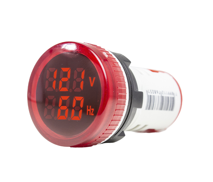 Indicador Digital Redondo de Tensão e Frequência 0-99 Hz 22mm - 50/500VCA - Vermelho