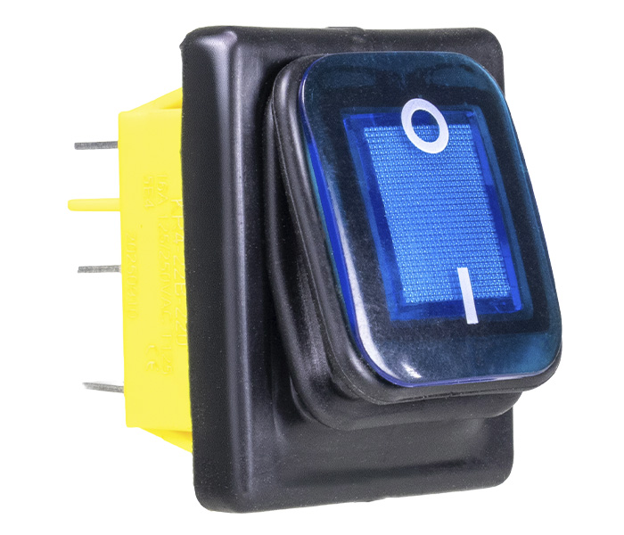 Chave Gangorra Iluminada On-On 2 Posições Retentivas - 2 Polos - 16A 250VCA - LED 220V - Azul