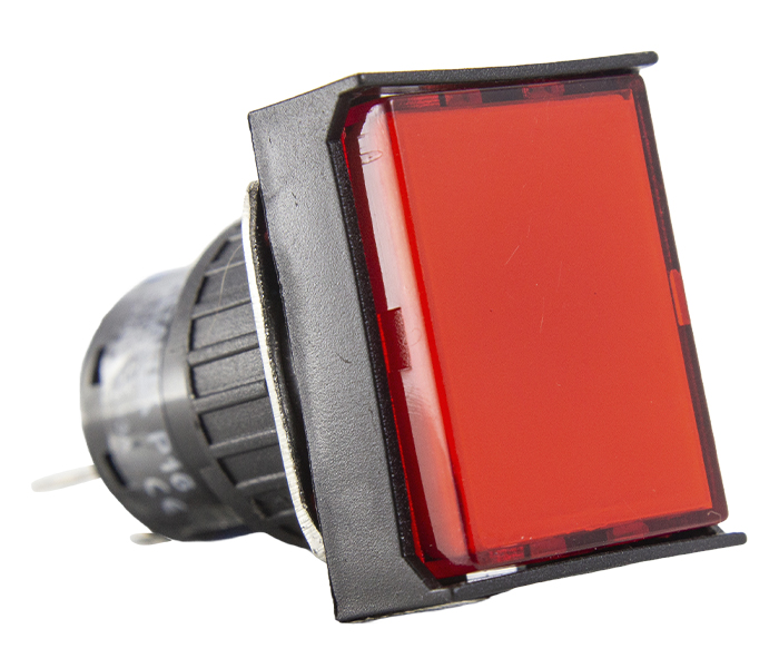 Botão Pulsador Iluminado Retangular 16mm Momentâneo - 220VCA/VCC - Vermelho - 1 REV