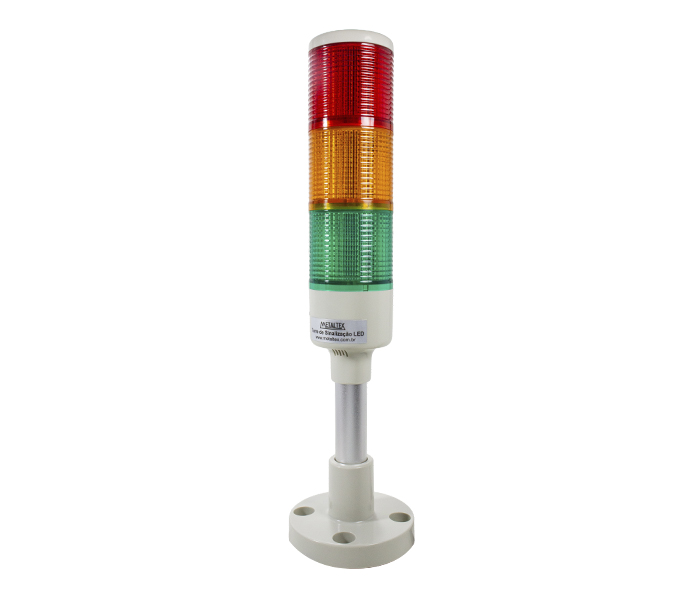Sinalizador Torre LED 45mm Luz Contínua - 24VCA/VCC - Vermelho / Laranja / Verde