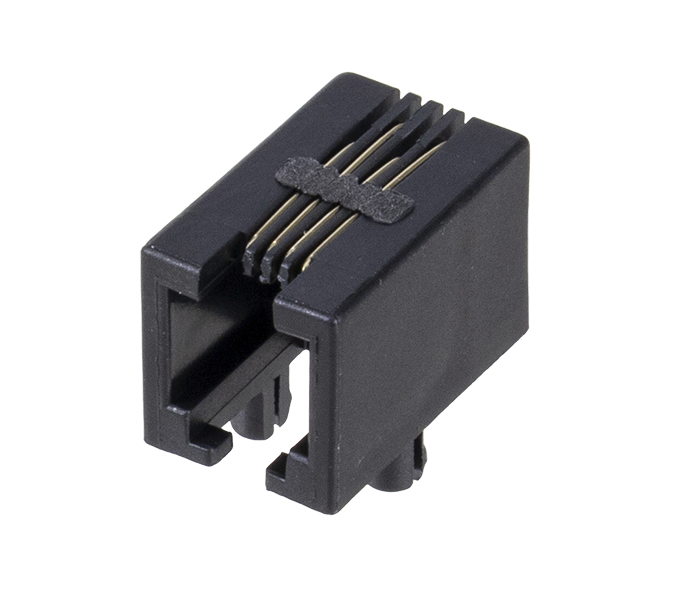 Conector Modular Jack - 4p4c - 90 Graus - Preto - Aberto