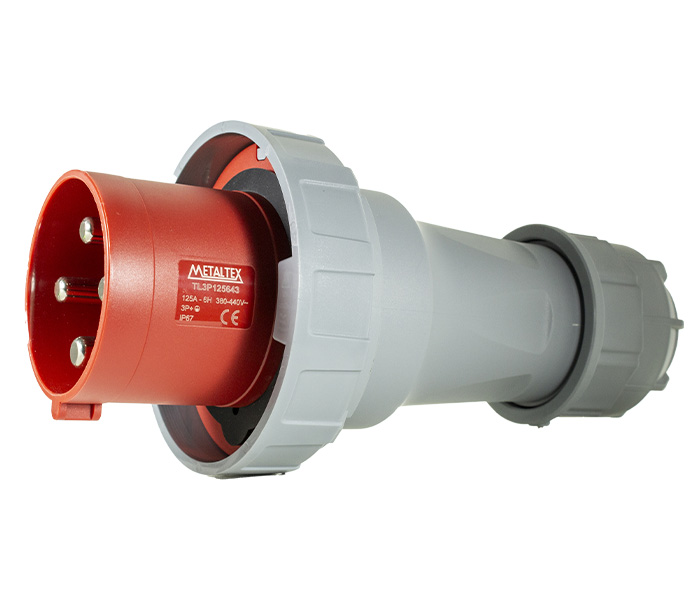 Plugue Macho 125A 3P+E-6H - Vermelho - IP67