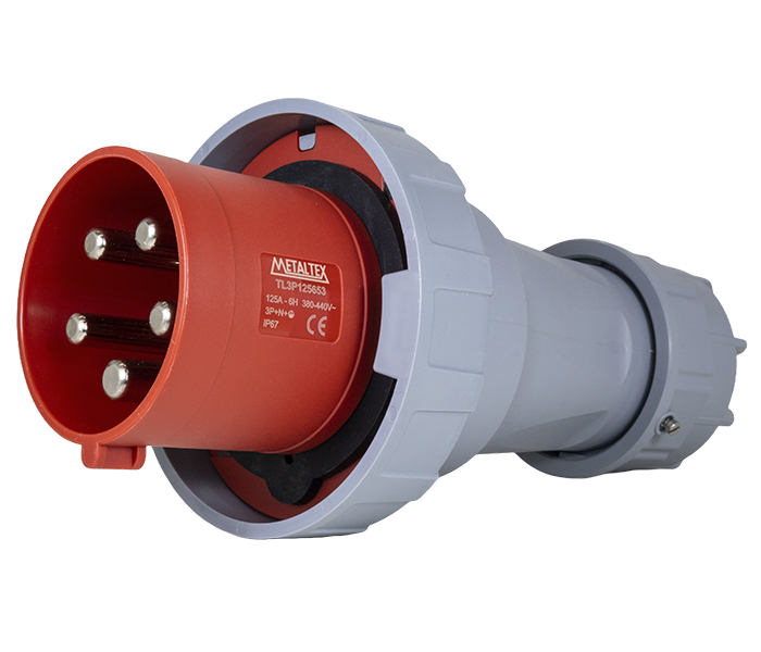 Plugue Macho 125A 3P+N+E-6H - Vermelho - IP67