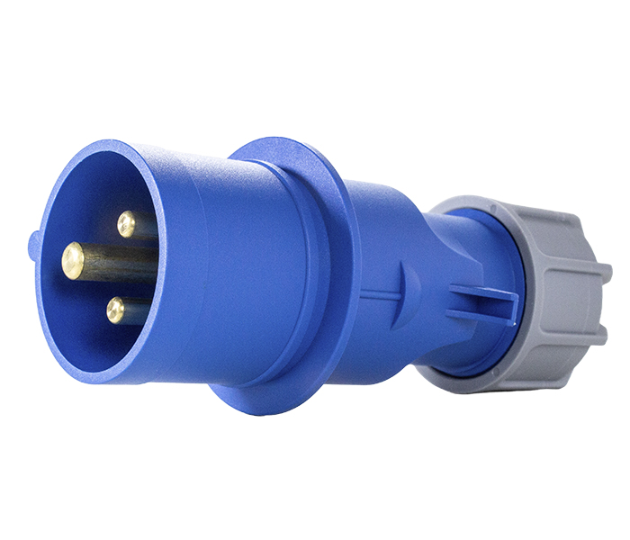 Plugue Macho 16A 2P+E-6H - Azul - IP44