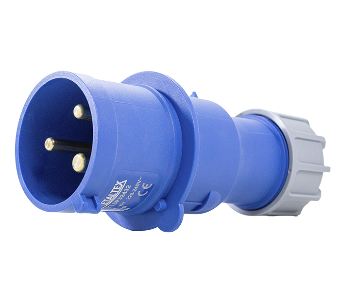 Plugue Macho 32A 2P+E-6H - Azul - IP44