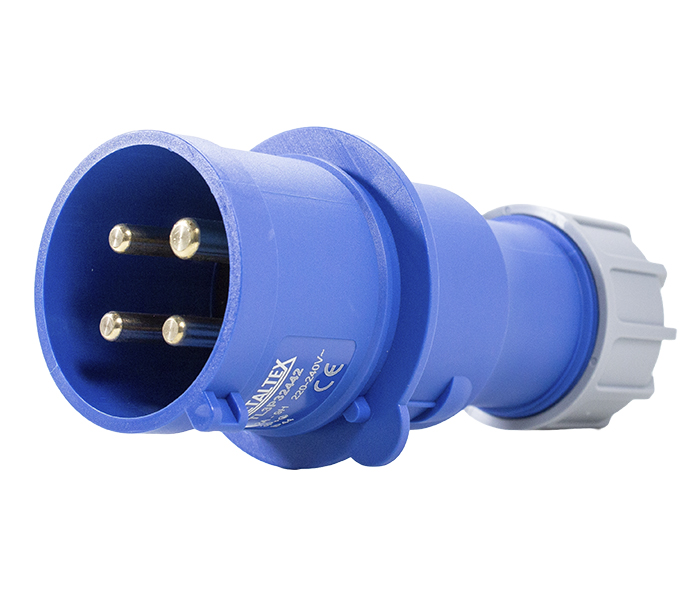 Plugue Macho 32A 3P+E-9H - Azul - IP44
