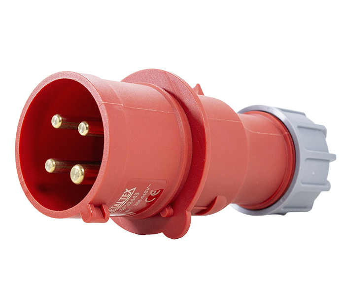 Plugue Macho 32A 3P+E-6H - Vermelho - IP44