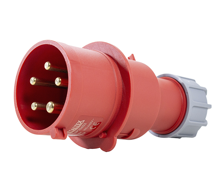 Plugue Macho 32A 3P+N+E-6H - Vermelho - IP44