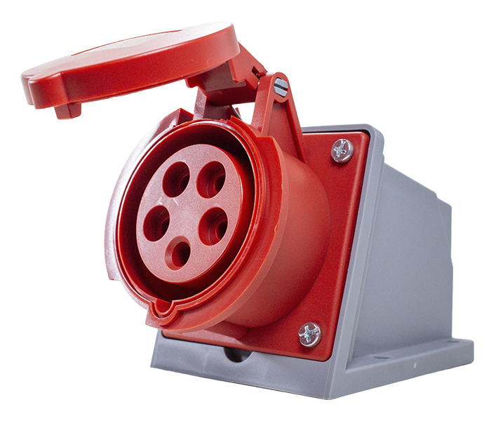 Tomada de Sobrepor 16A 3P+N+E-6H - Vermelho - IP44