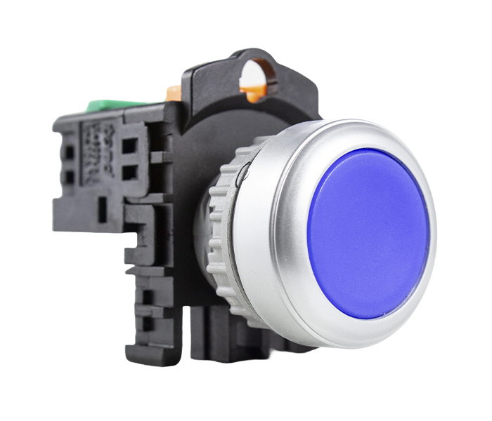 Botão Pulsador Faceado 22mm - Azul - 1NA