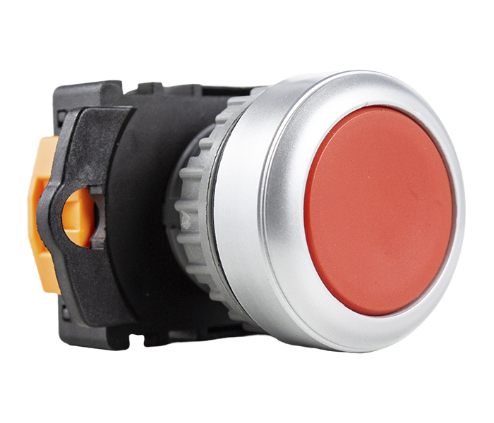 Botão Pulsador Faceado 22mm - Vermelho - 1NF