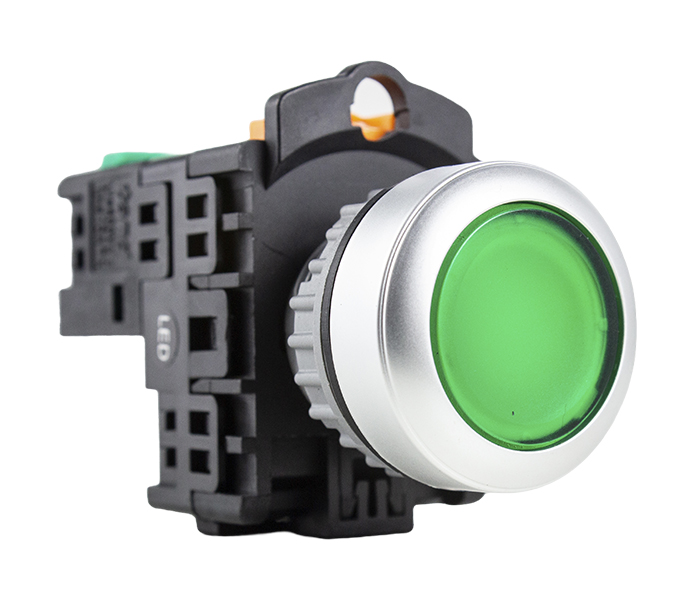 Botão Pulsador Iluminado 22mm - 220VCA - Verde - 1NA