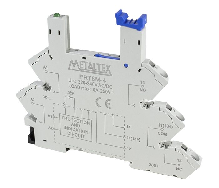 Soquete para Relé JZ - 220~240VCC/VCA - Fixação Trilho DIN - Conexão Mola