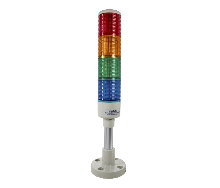 Sinalizador Torre LED 45mm Luz Contínua - 24VCA/VCC - Vermelho / Laranja / Verde / Azul