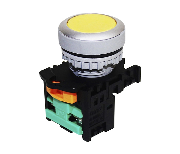 Botão Pulsador Faceado 22mm - Amarelo - 1NA