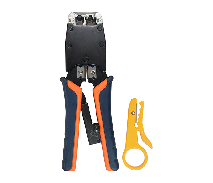 Alicate Profesional para Cortar/Crimpar/Pelar Conectores 6P/8P8C - con Cremallera