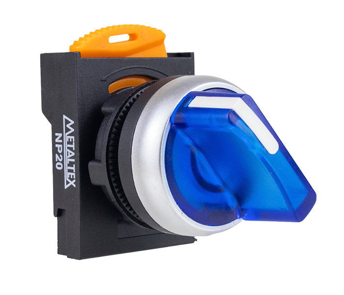 Chave Seletora NP20 Plástica 22mm Iluminada - Azul