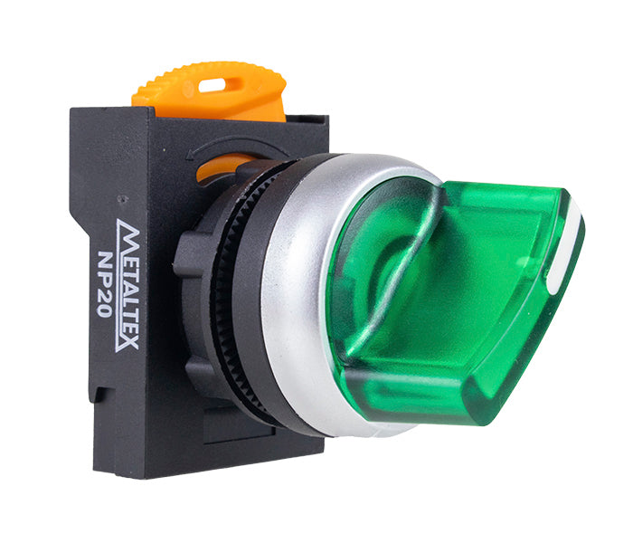 Chave Seletora NP20 Plástica 22mm Iluminada - Verde