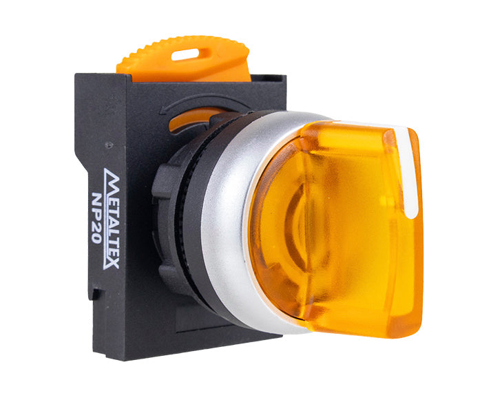 Chave Seletora NP20 Plástica 22mm Iluminada - Amarelo