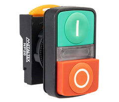 Botão Duplo NP20 Plástico Iluminado 22mm