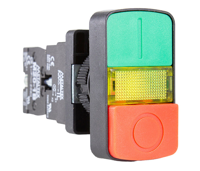 Botón Doble P20 Plástico 22mm Iluminado